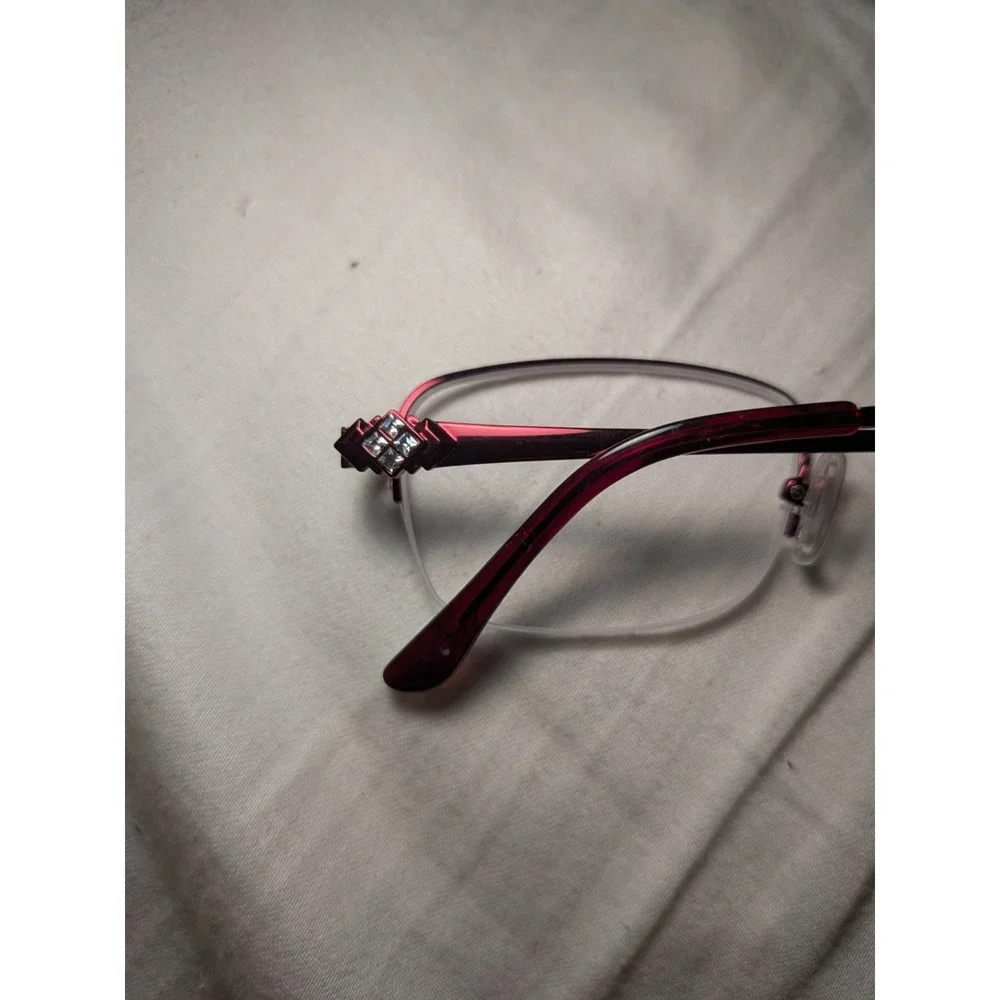 TRES JOLIE EYEGLASSES FRAME 173 614 RED BURGUNDY 51-17-135 HALF RIMLESS MS41